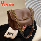 Vintage PU Leather Shoulder Bag Chains Handbag Tote