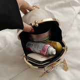 Women Chain Crossbody Bag Pink Crystal Clamps Handbag Evening Clutch