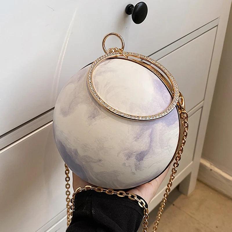 Women Chain Crossbody Bag Pink Crystal Clamps Handbag Evening Clutch