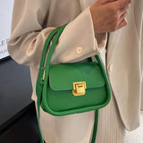 Green Shoulder Bag Women Pu Leather Crossbody Small Flap Messenger All Match
