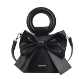 Stone Pattern Leather Crossbody Bag Round Wooden Handle Handbag