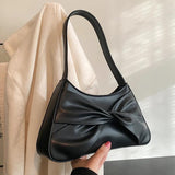 Green Brown Armpit Bags Ruched Handbags PU Leather Underarm Bags