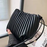 Green PU Leather Folds Shoulder Bag Women Handbags
