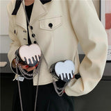 Women Love Heart Shape Evening Clutch Mini Purse, Chain Crossbody Bag