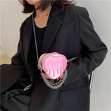 Women Love Heart Shape Evening Clutch Mini Purse, Chain Crossbody Bag