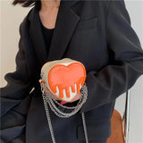 Women Love Heart Shape Evening Clutch Mini Purse, Chain Crossbody Bag