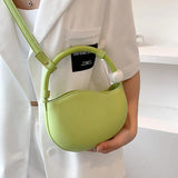 Green Yellow Shoulder Bag PU Leather Half Moon Party Wrist Bag