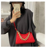 Women's PU Leather Crossbody Shoulder Bag Solid High Square Handbag