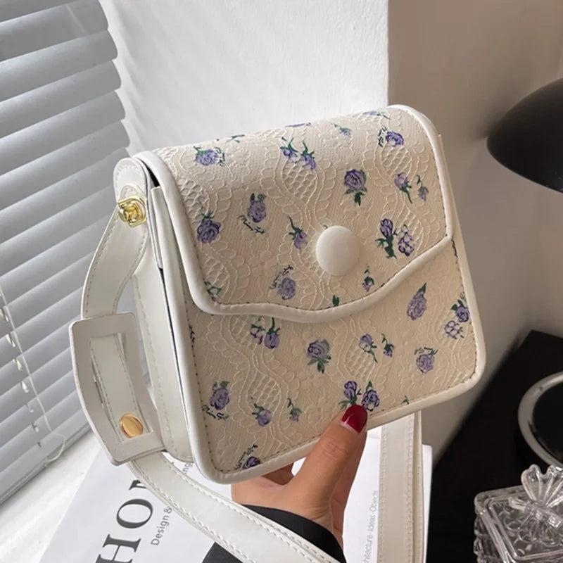 Women Floral Shoulder Bag Small PU Leather Crossbody Tote Clutch
