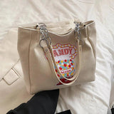 CGCBAG Women Canvas Shoulder Bag Embroidery Handbags Large Capacity