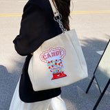 CGCBAG Women Canvas Shoulder Bag Embroidery Handbags Large Capacity