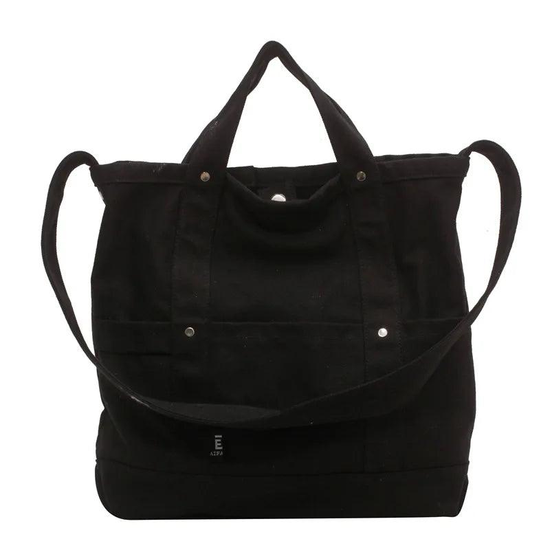 Solid Women Canvas Shoulder Bag Large Capacity Handbags Casual Tote Bag