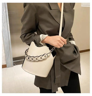 Shoulder Handbag Bucket Ruffle Cross Chain Messenger Inner Bag