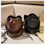 Shoulder Handbag Bucket Ruffle Cross Chain Messenger Inner Bag