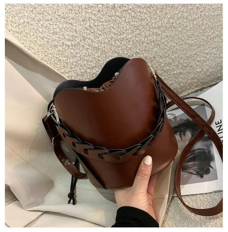 Shoulder Handbag Bucket Ruffle Cross Chain Messenger Inner Bag