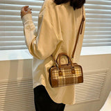 Plaid Wool Crossbody Bag Houndstooth Shoulder Handbag