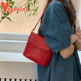 Red Shoulder Bag Retro Bucket Messenger Crossbody Tote Handbag