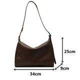 Vintage Brown Boston Shoulder Bags for Women Soft Leather Messenger Handbag
