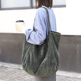 Large Capacity Corduroy Tote Bag for Women Soft Handbag