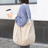 Large Capacity Corduroy Tote Bag for Women Soft Handbag