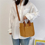 Corduroy Women's Shoulder Bag Large Capacity Shopping Handbag