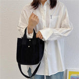 Corduroy Women's Shoulder Bag Large Capacity Shopping Handbag