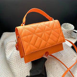 Orange Leather Shoulder Bag for Women - Small Crossbody Messenger