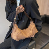 Fringed Canvas Shoulder Crossbody Bag Large Capacity Hobo Handbag
