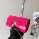 Pink Chain Crossbody Purse Yellow Leather Shoulder Bags for Women