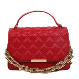 Quilted Chain Shoulder Bag Red Brown