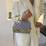 Quilted Chain Shoulder Bag Red Brown