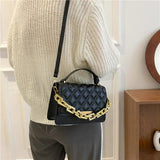 Quilted Chain Shoulder Bag Red Brown