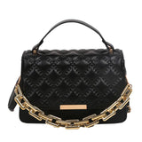 Quilted Chain Shoulder Bag Red Brown