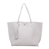 Tassel Handbag Pu Large Capacity Pink Shoulder Bag