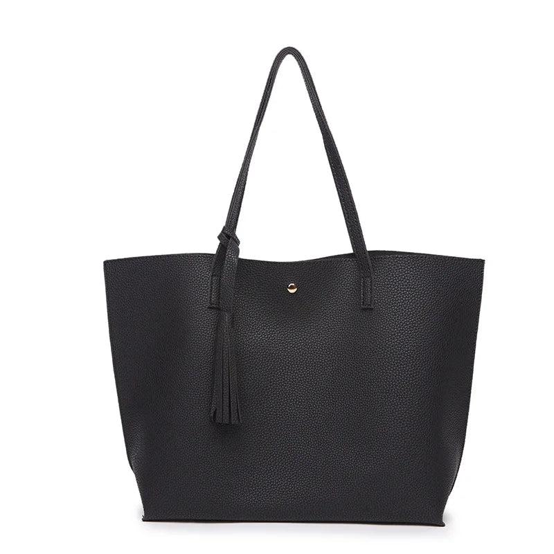 Tassel Handbag Pu Large Capacity Pink Shoulder Bag