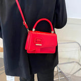 Red Leather Shoulder Bag Green Handbag Tote Top-Handle Bag