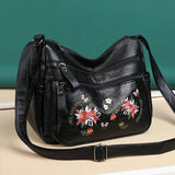 Floral Shoulder Bag Soft Leather Purses Women