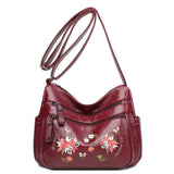 Floral Shoulder Bag Soft Leather Purses Women