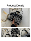 Rhinestone Box Sling Bag Women's Chain Shoulder Handbag