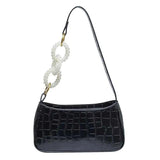 Crocodile Pattern Underarm Tote Bag Leather Shoulder Handbag