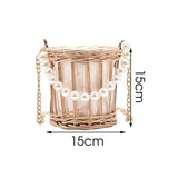 Summer Straw Beaded Chain Shoulder Bag
