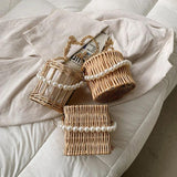 Summer Straw Beaded Chain Shoulder Bag