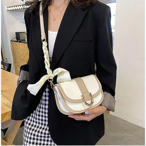 Retro Semicircle Saddle Crossbody Bag Underarm Bag Contrast Bags