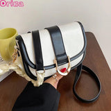 Retro Semicircle Saddle Crossbody Bag Underarm Bag Contrast Bags
