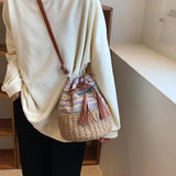 Straw Beach Shoulder Bags for Women Crossbody Bag Seaside Travel Handba