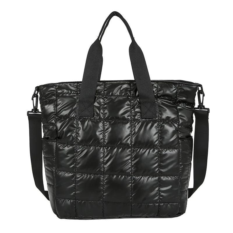 Nylon Cotton Soft Women Handbag Totes Warm Winter Female Large Capacity Crossbod