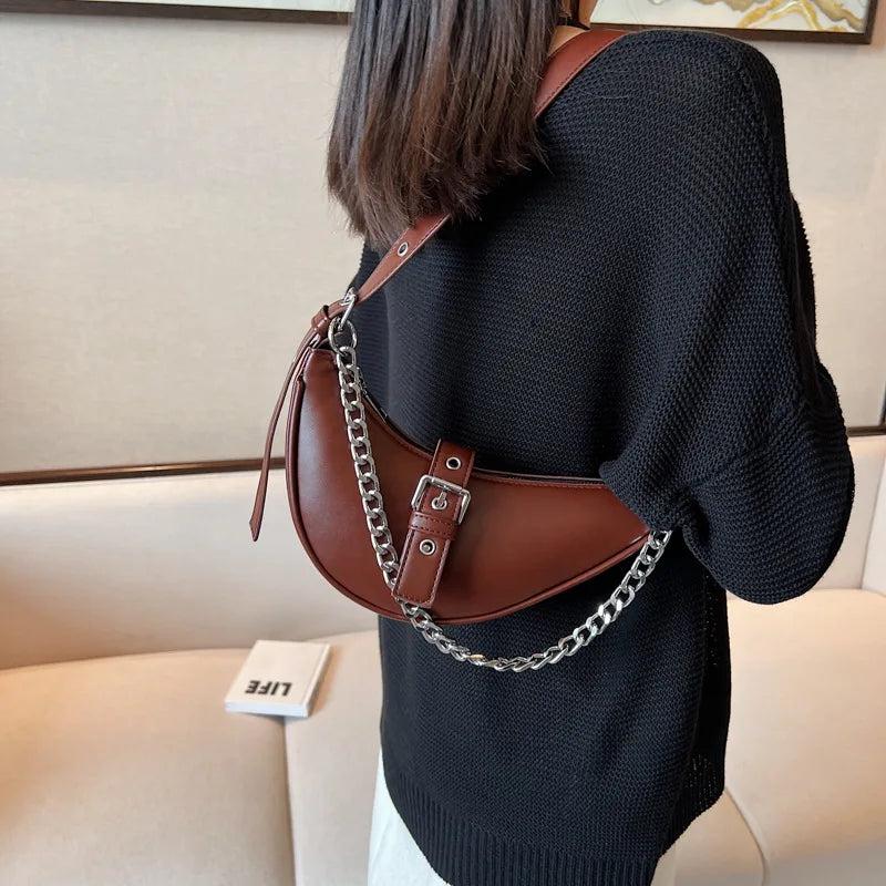 Women's Small Shoulder Bag Chain PU Leather Handbag