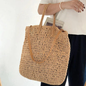 Square Hollow Straw Beach Crossbody Bag Rattan Shopping Handbags