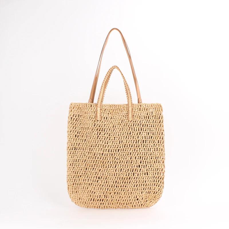 Square Hollow Straw Beach Crossbody Bag Rattan Shopping Handbags