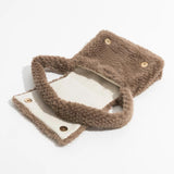 Winter Faux Fur Women Shoulder Bags Solid Square Flap Handbags Casual Totes